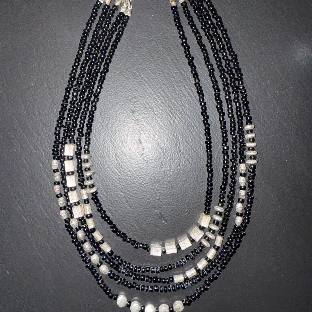 Chico's Black and Silver Multi-Strand Necklace